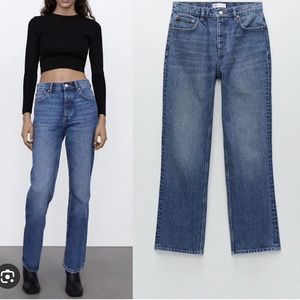 ZARA HIGH RISE JEANS STRAIGHT LEG
